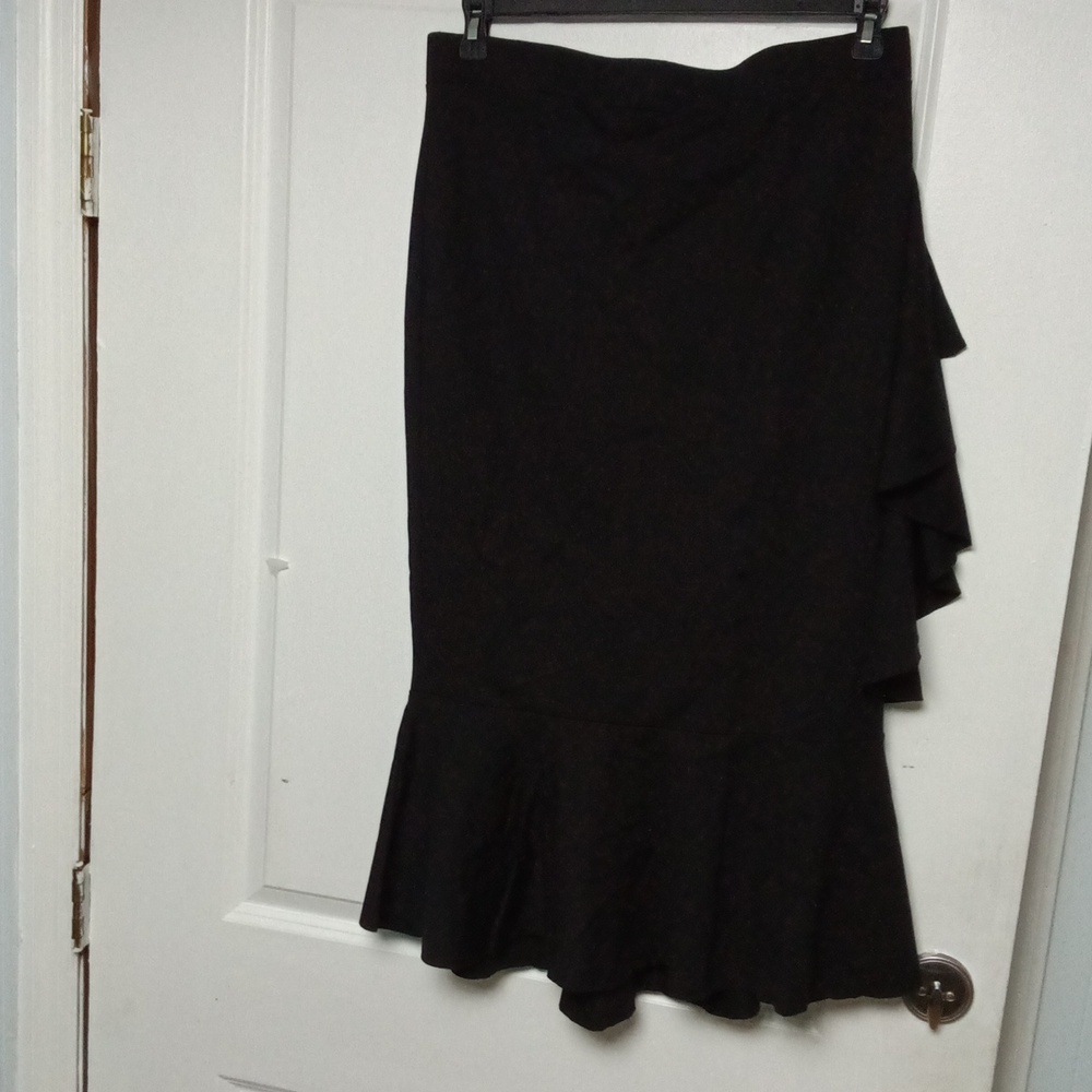 Eloquii Black Asymmetrical Ruffle Skirt